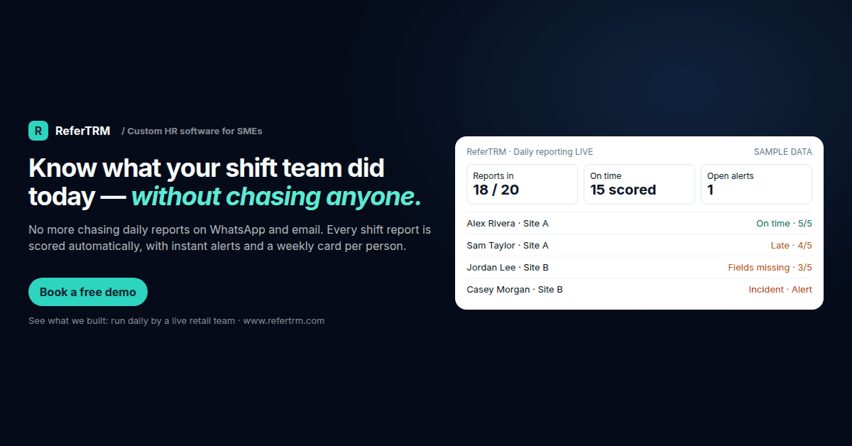 ReferTRM HR software link ad: sample HR ops dashboard